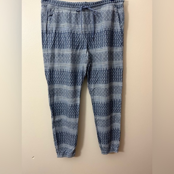 Level 99 Womens Linen Blend Mid Rise Pull On Chambray Printed Joggers Size M - Picture 2 of 14